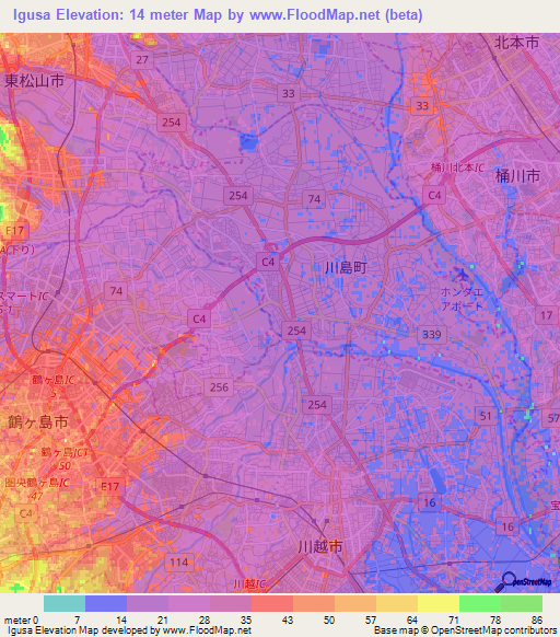 Igusa,Japan Elevation Map