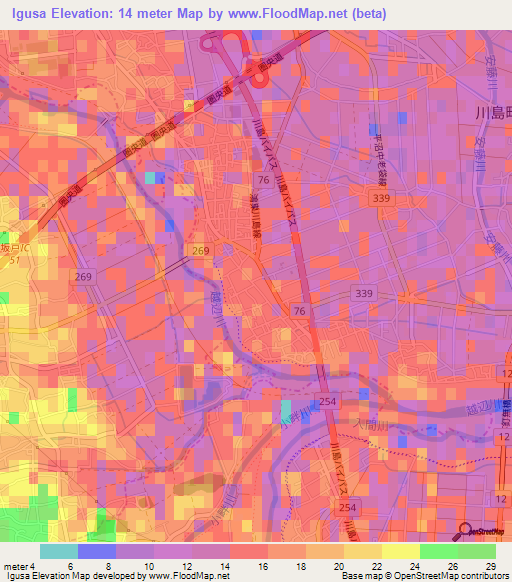 Igusa,Japan Elevation Map