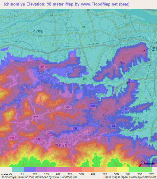 Ichinomiya,Japan Elevation Map