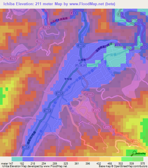 Ichiba,Japan Elevation Map