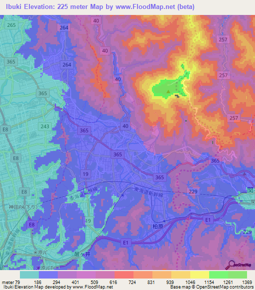 Ibuki,Japan Elevation Map