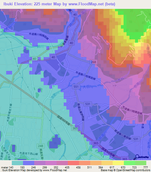 Ibuki,Japan Elevation Map