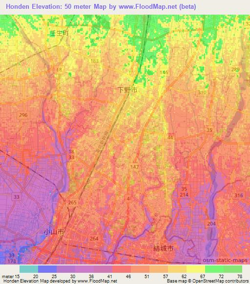 Honden,Japan Elevation Map
