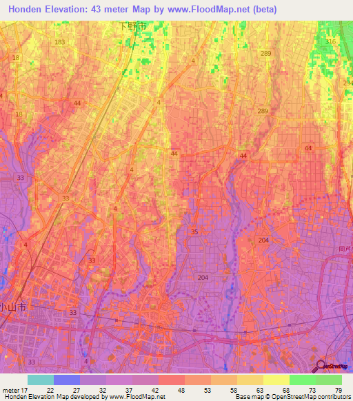 Honden,Japan Elevation Map