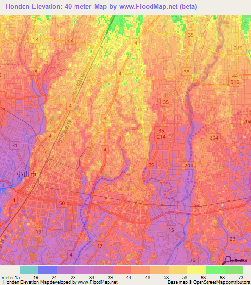 Honden,Japan Elevation Map