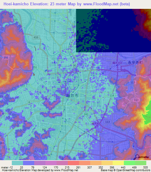 Hoei-kamicho,Japan Elevation Map