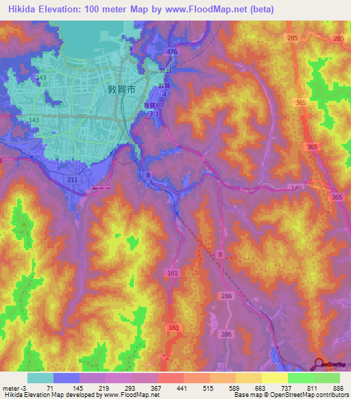 Hikida,Japan Elevation Map