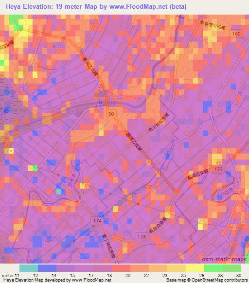 Heya,Japan Elevation Map