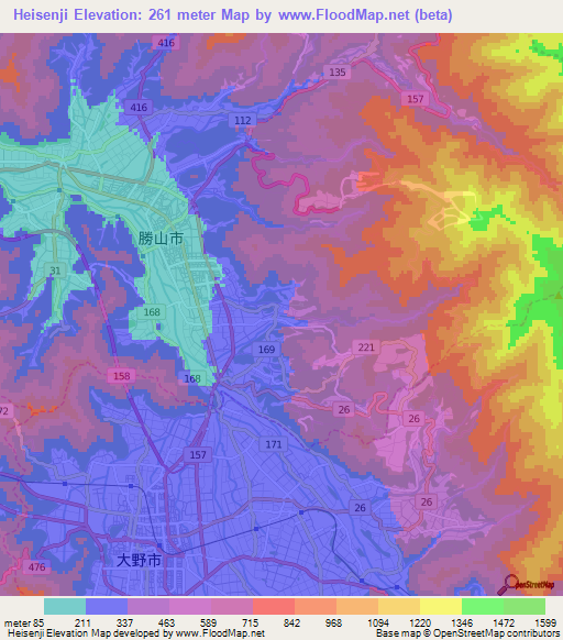 Heisenji,Japan Elevation Map