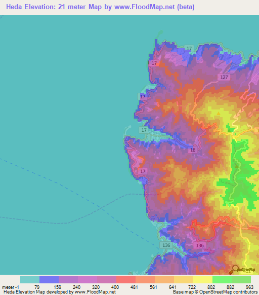 Heda,Japan Elevation Map