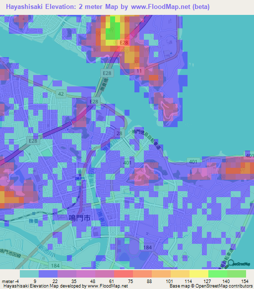 Hayashisaki,Japan Elevation Map