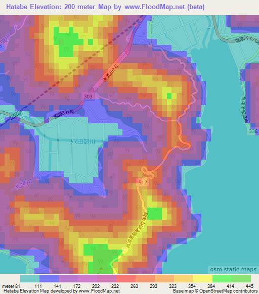 Hatabe,Japan Elevation Map