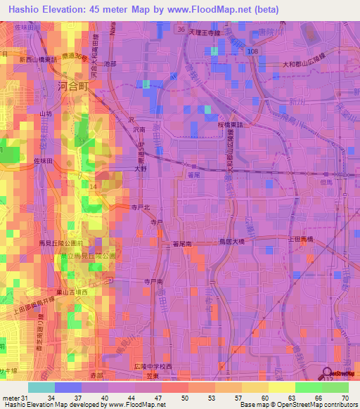 Hashio,Japan Elevation Map