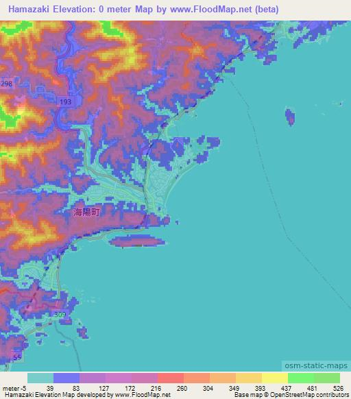 Hamazaki,Japan Elevation Map