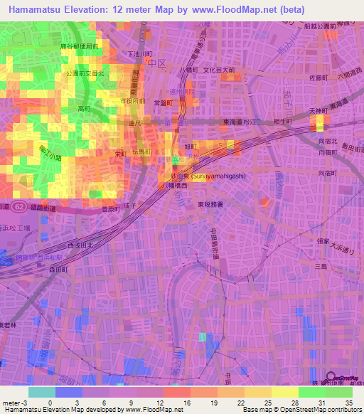 Hamamatsu,Japan Elevation Map