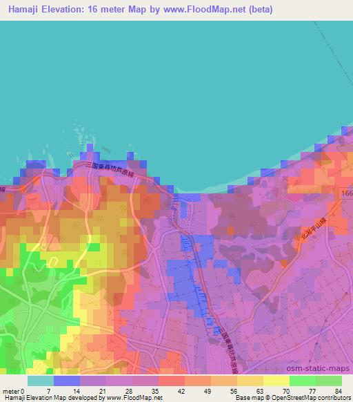 Hamaji,Japan Elevation Map