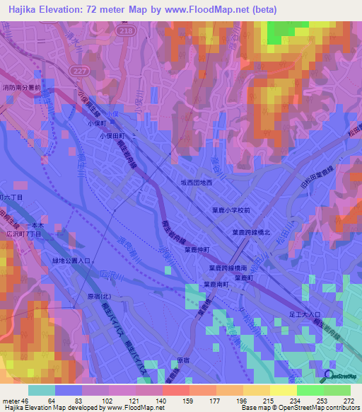 Hajika,Japan Elevation Map