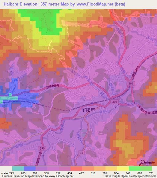 Haibara,Japan Elevation Map