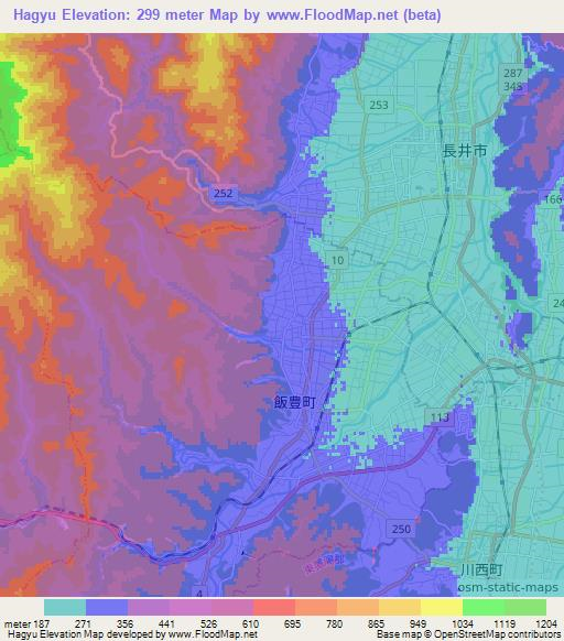 Hagyu,Japan Elevation Map