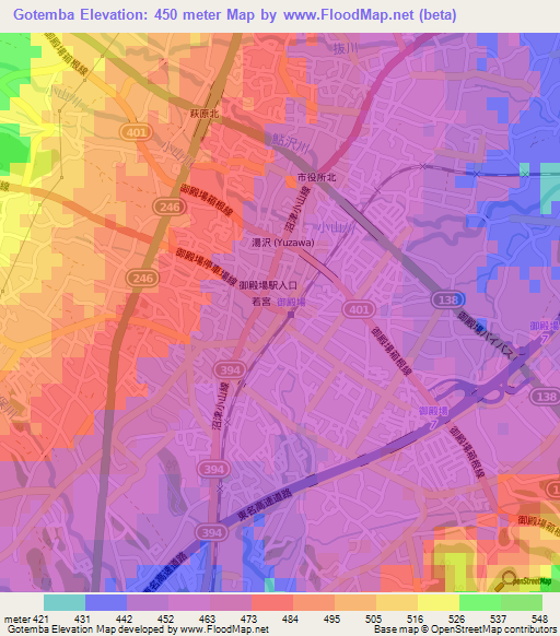 Gotemba,Japan Elevation Map
