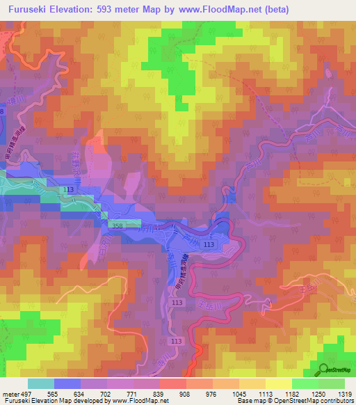 Furuseki,Japan Elevation Map