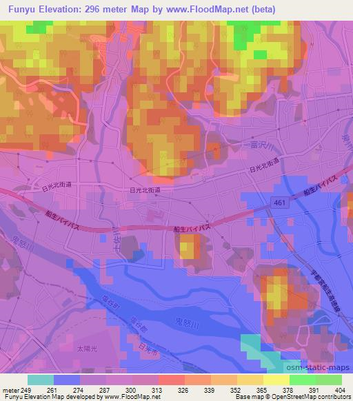 Funyu,Japan Elevation Map