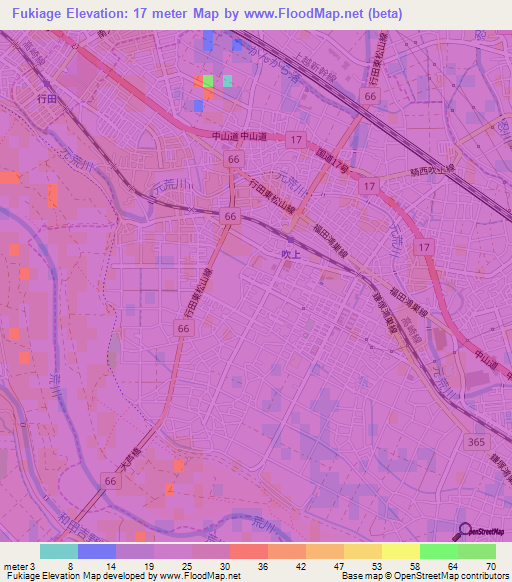 Fukiage,Japan Elevation Map