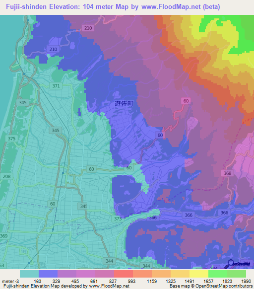 Fujii-shinden,Japan Elevation Map
