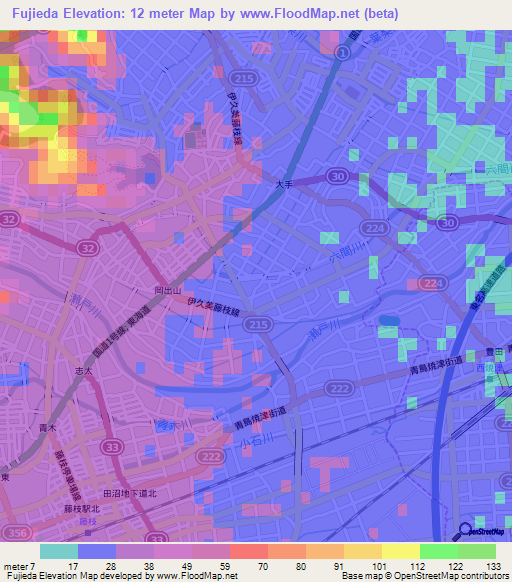 Fujieda,Japan Elevation Map