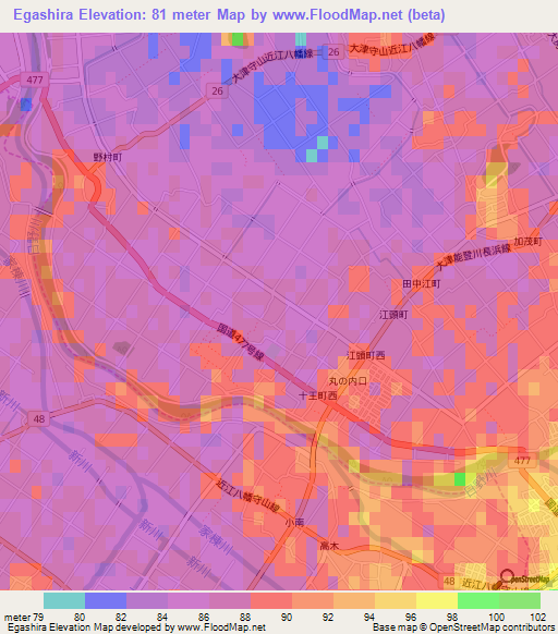 Egashira,Japan Elevation Map