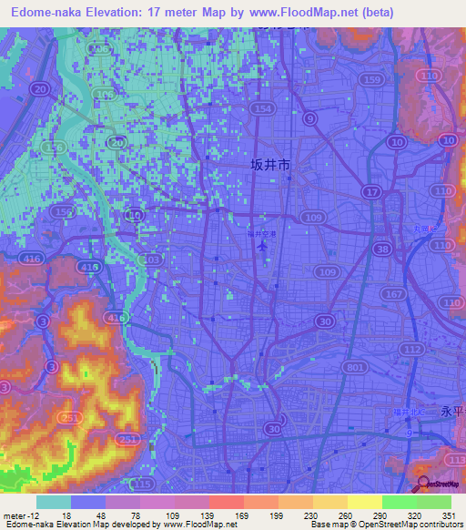 Edome-naka,Japan Elevation Map