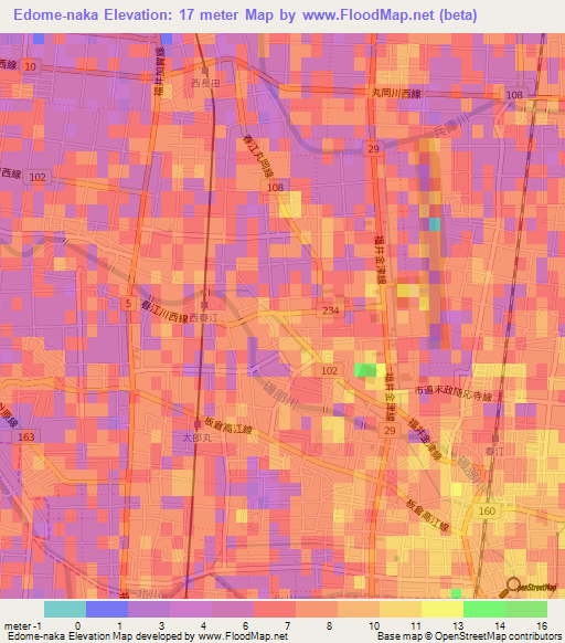Edome-naka,Japan Elevation Map