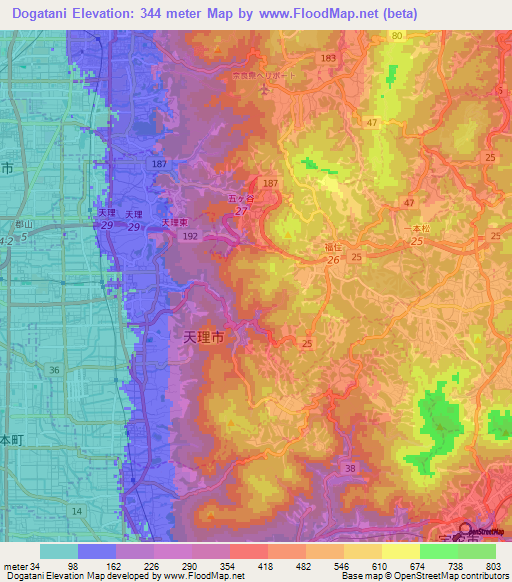 Dogatani,Japan Elevation Map