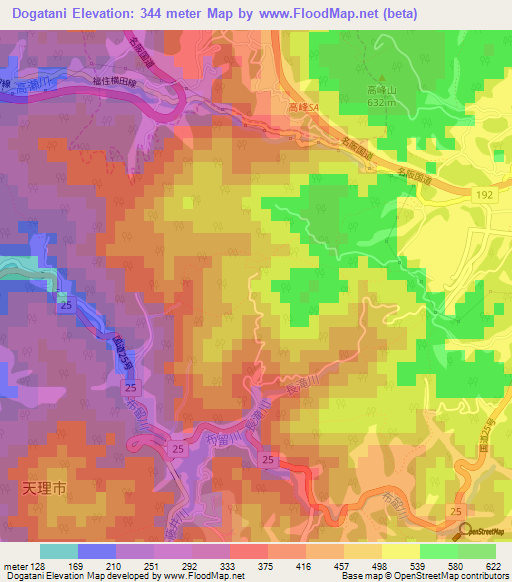 Dogatani,Japan Elevation Map