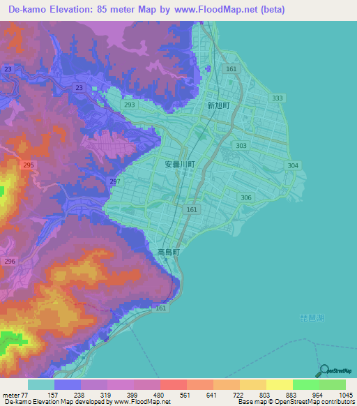De-kamo,Japan Elevation Map