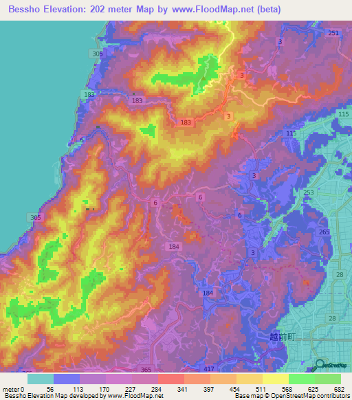 Bessho,Japan Elevation Map