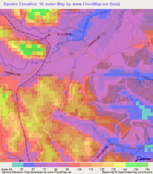 Bansho,Japan Elevation Map