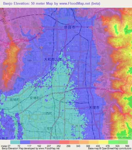 Banjo,Japan Elevation Map