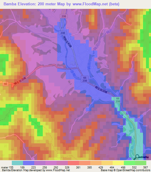 Bamba,Japan Elevation Map