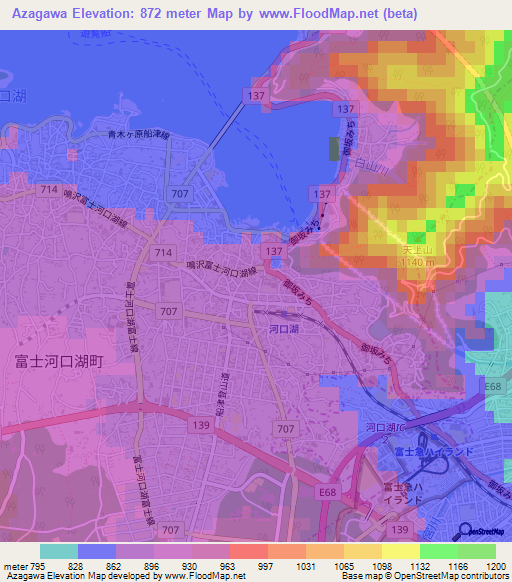 Azagawa,Japan Elevation Map