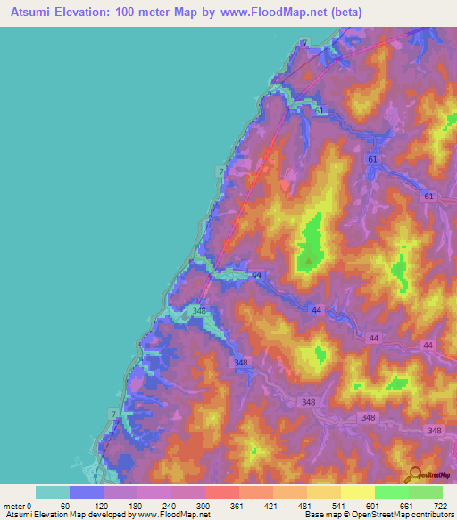 Atsumi,Japan Elevation Map