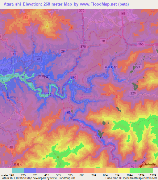 Atara shi,Japan Elevation Map