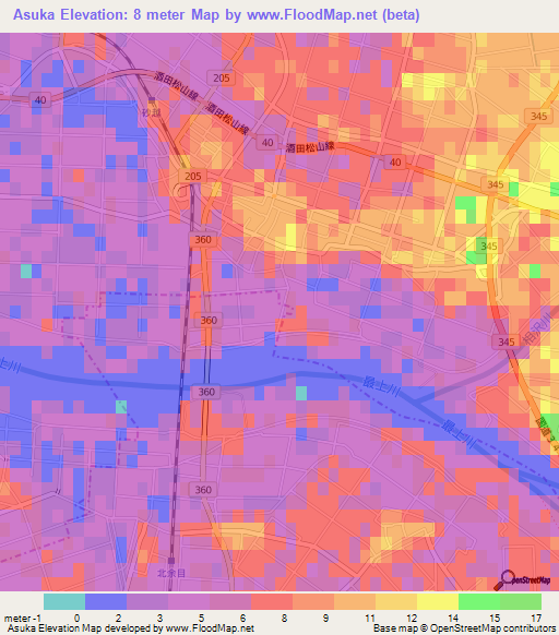 Asuka,Japan Elevation Map