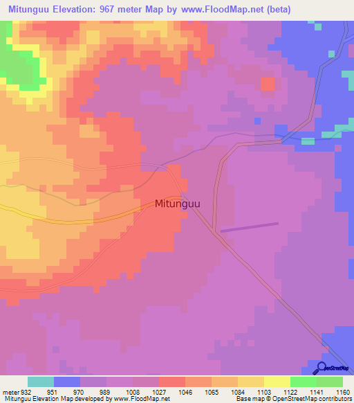 Mitunguu,Kenya Elevation Map