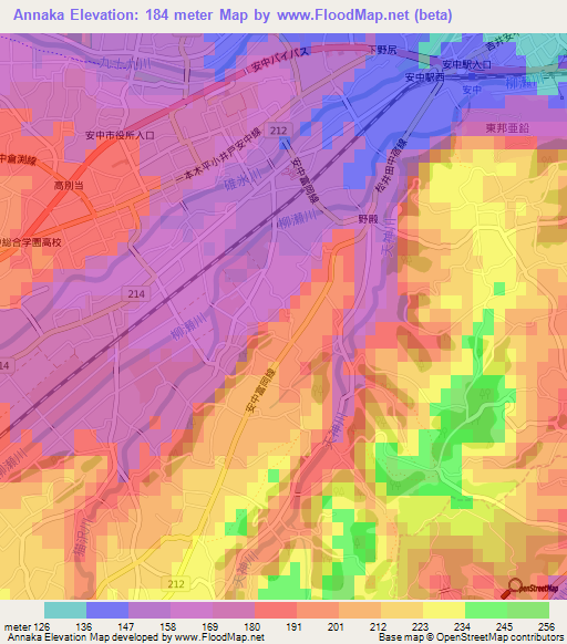 Annaka,Japan Elevation Map