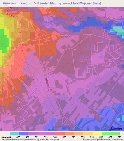 Anazawa,Japan Elevation Map