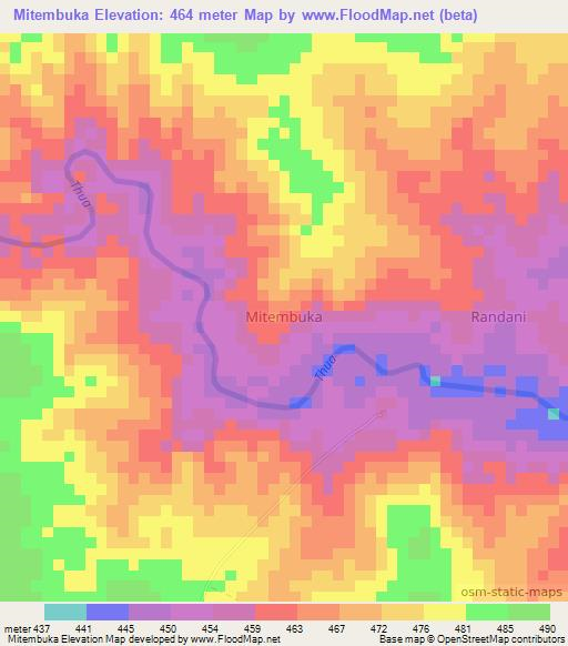 Mitembuka,Kenya Elevation Map