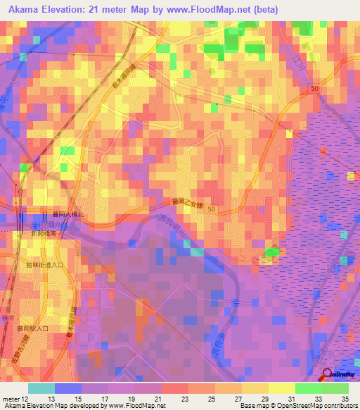 Akama,Japan Elevation Map