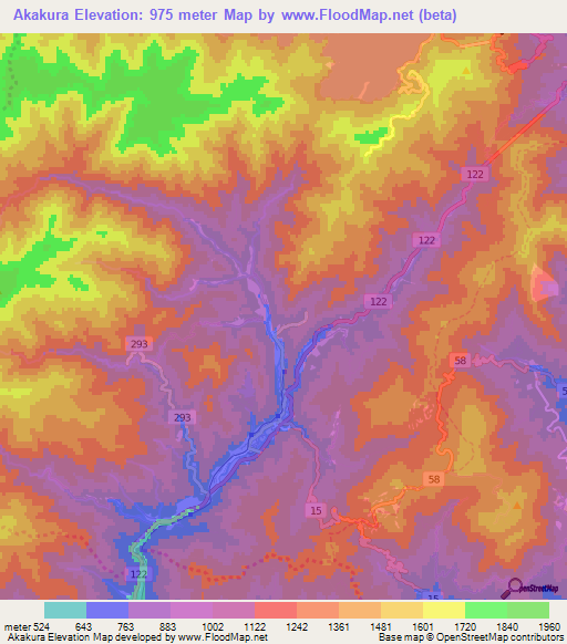 Akakura,Japan Elevation Map