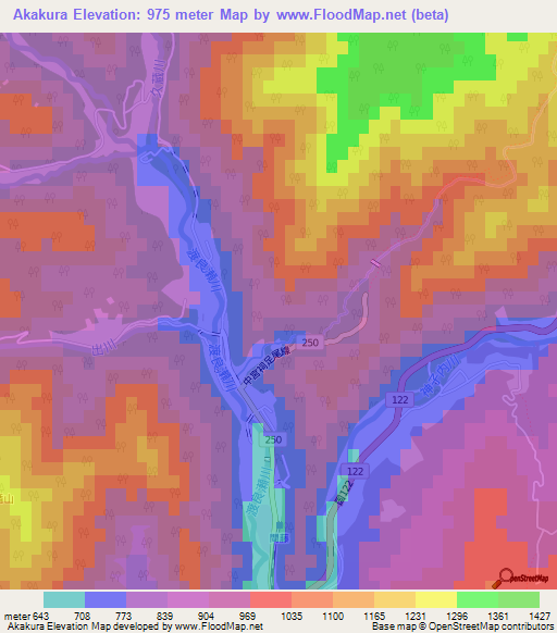 Akakura,Japan Elevation Map